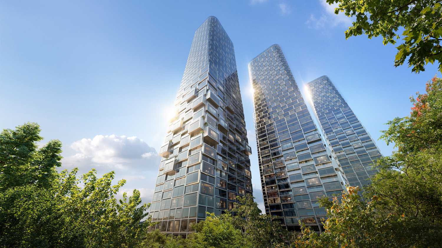 Современную архитектуру башен высотой 45-46 этажей спроектировало российское бюро ADM.